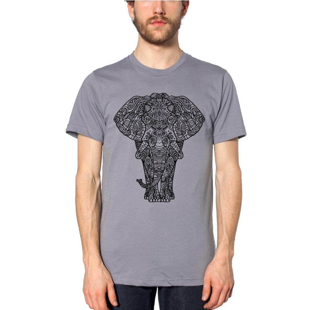 Elephant Tribal Graphic Tee Print T-Shirt Sml